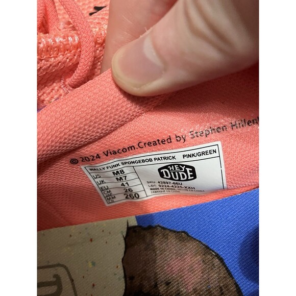 Rare New Hey Dude Wally Funk SpongeBob Patrick Slip-On Shoes Men's Size 8 NWOB - Picture 3 of 5